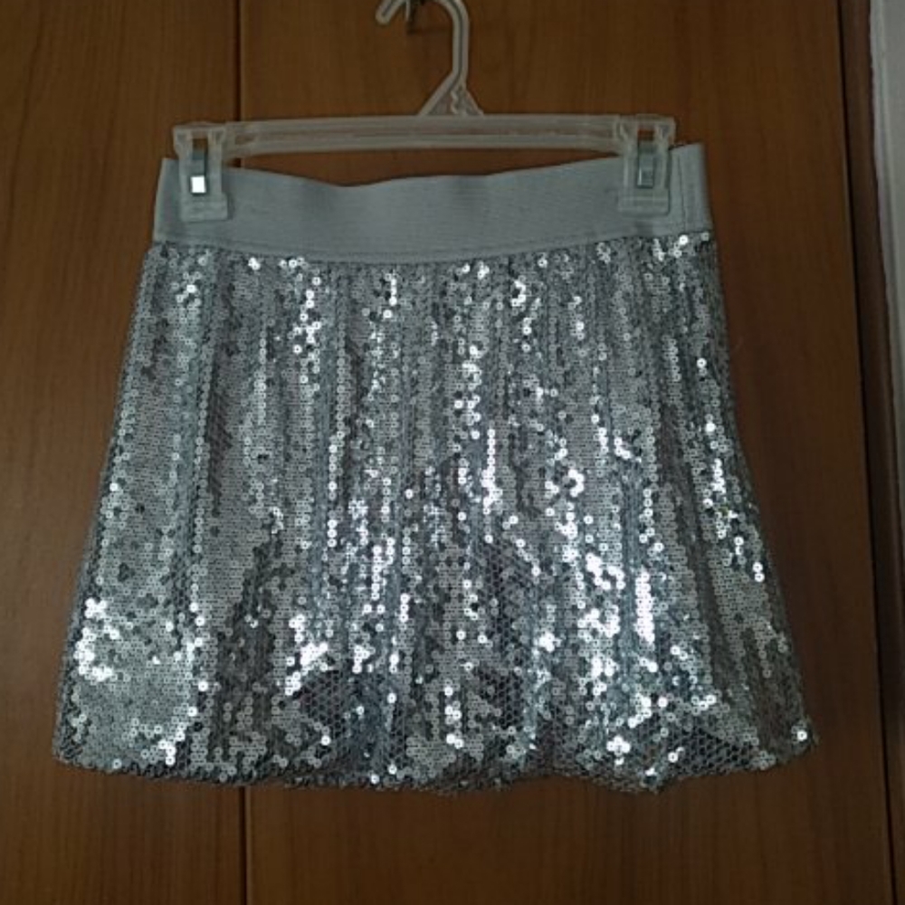 Girls silver sequin skirt